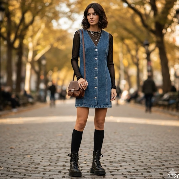 H&M Dresses & Skirts - Retro H&M Vintage Vibe Button Front Jean Demin Sleeveless Dress Medium